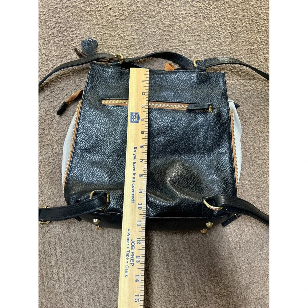 Valentina Italian Black Leather Convertible Backpack Shoulder Bag Gold Hardware